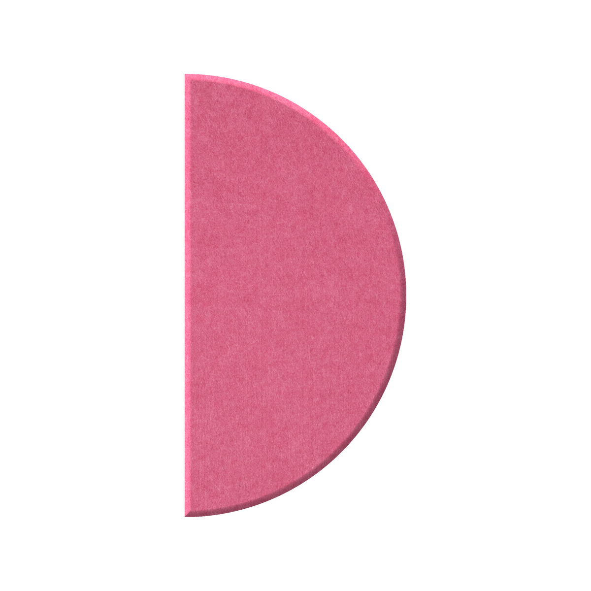 A pink, semi-circular felt or fabric swatch with a textured surface, shown on a plain white background.