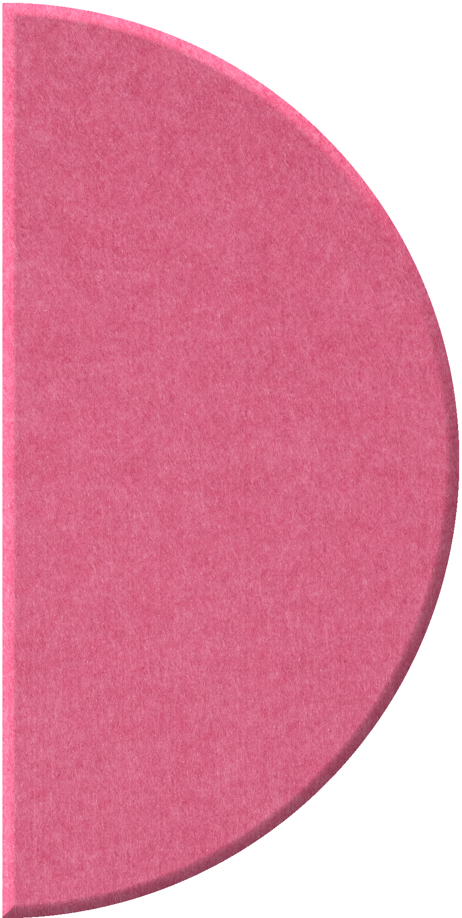 Pink half-circle tile with textured matte finish and curved edge.