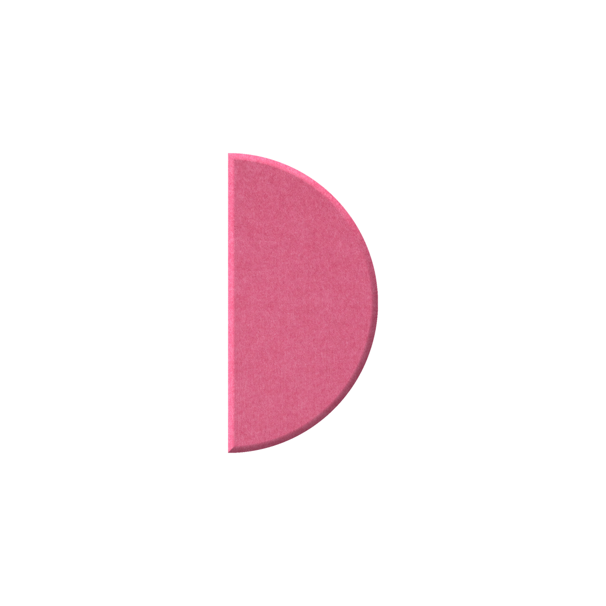 A single pink semicircle or half-donut-shaped item with a textured surface, centered on a plain white background.