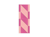 Rectangular tile with alternating light and hot pink triangular sections creating a diagonal twist pattern.