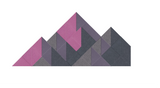 Abstract mountain range design with overlapping triangular peaks in shades of pink, purple, and charcoal gray.