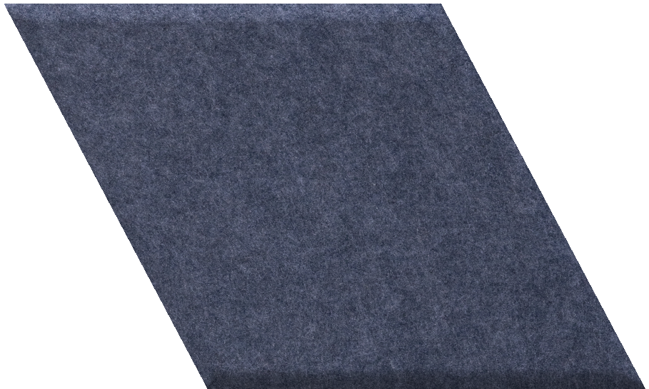 Dark blue-gray parallelogram tile with textured surface and rounded edge.