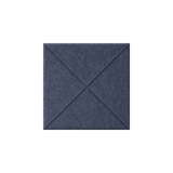 A square dark blue-gray felt acoustic panel with stitched diagonal lines forming an X pattern in the center, shown against a plain white background.