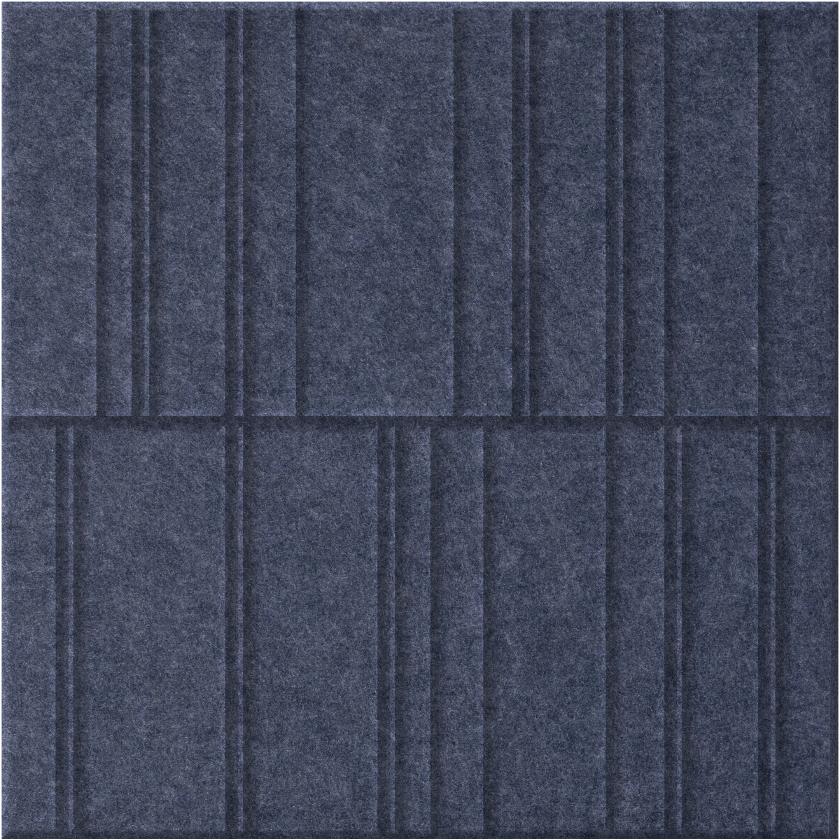 Indigo 9mm Engraved Offset felt sample with staggered vertical grooves