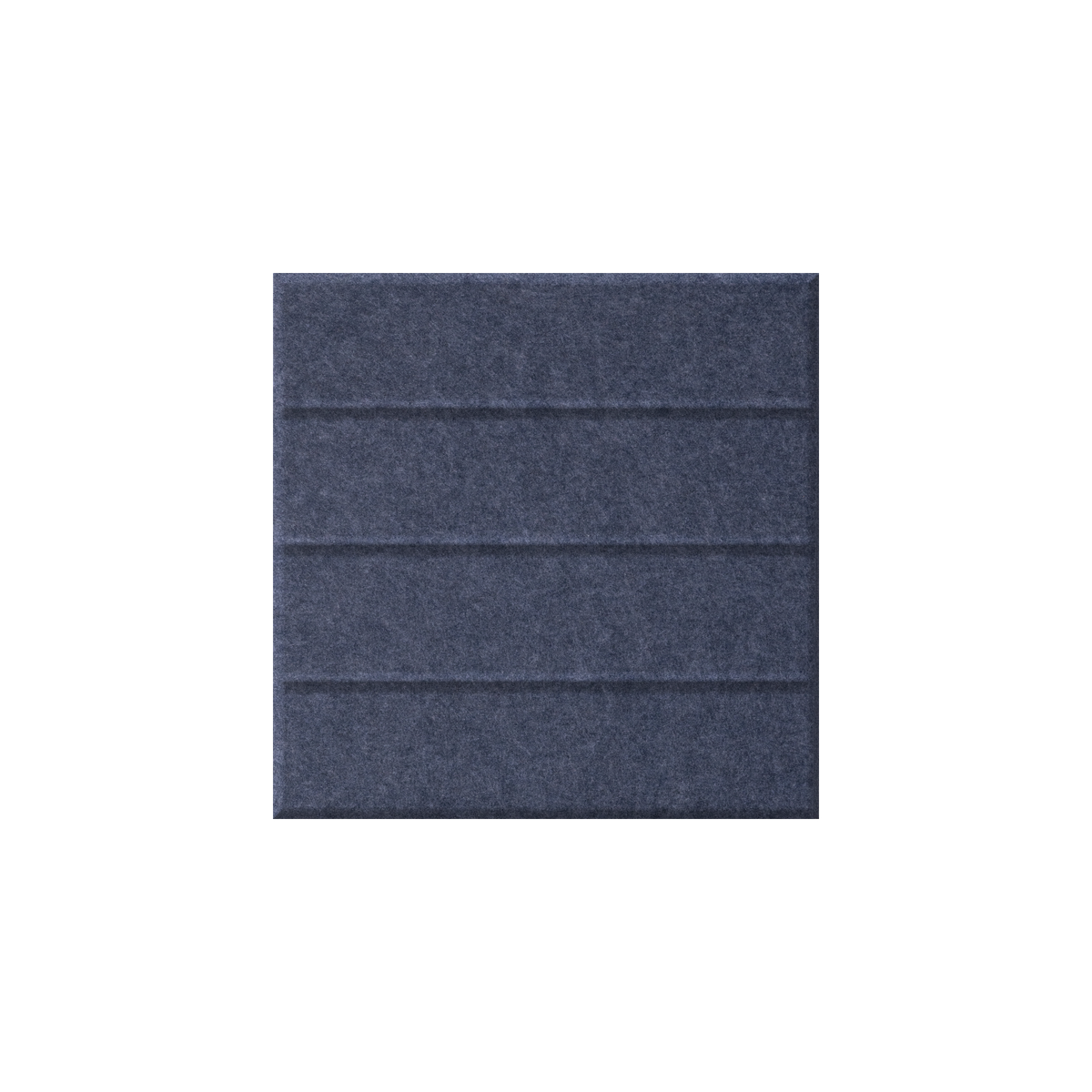 A square dark blue-gray felt or fabric panel with horizontal stitched sections, centered on a plain white background.