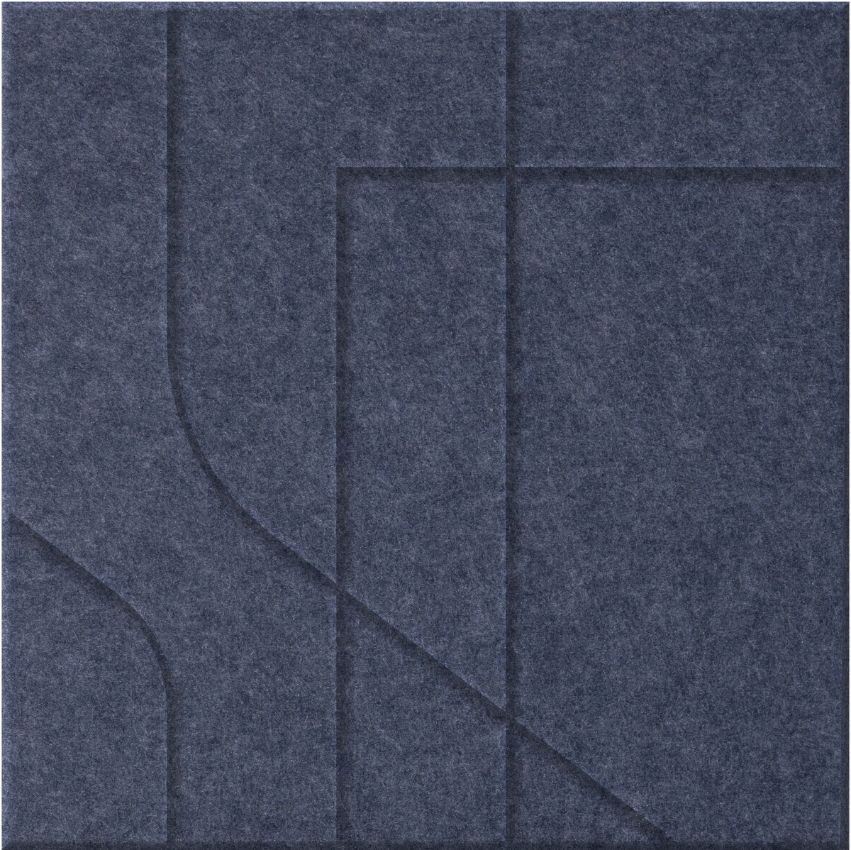 Indigo 9mm Engraved Subway felt sample with offset stepped line grooves