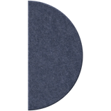 A semi-circular felt rug in a dark slate blue color, shown against a plain white background.