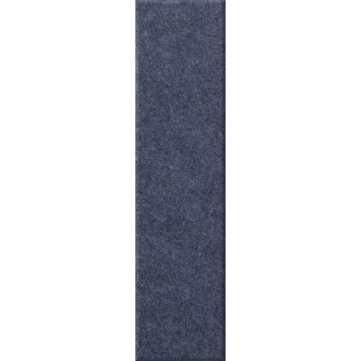 A long, narrow rectangular sample of dark heathered blue-gray fabric or material shown vertically on a plain white background.