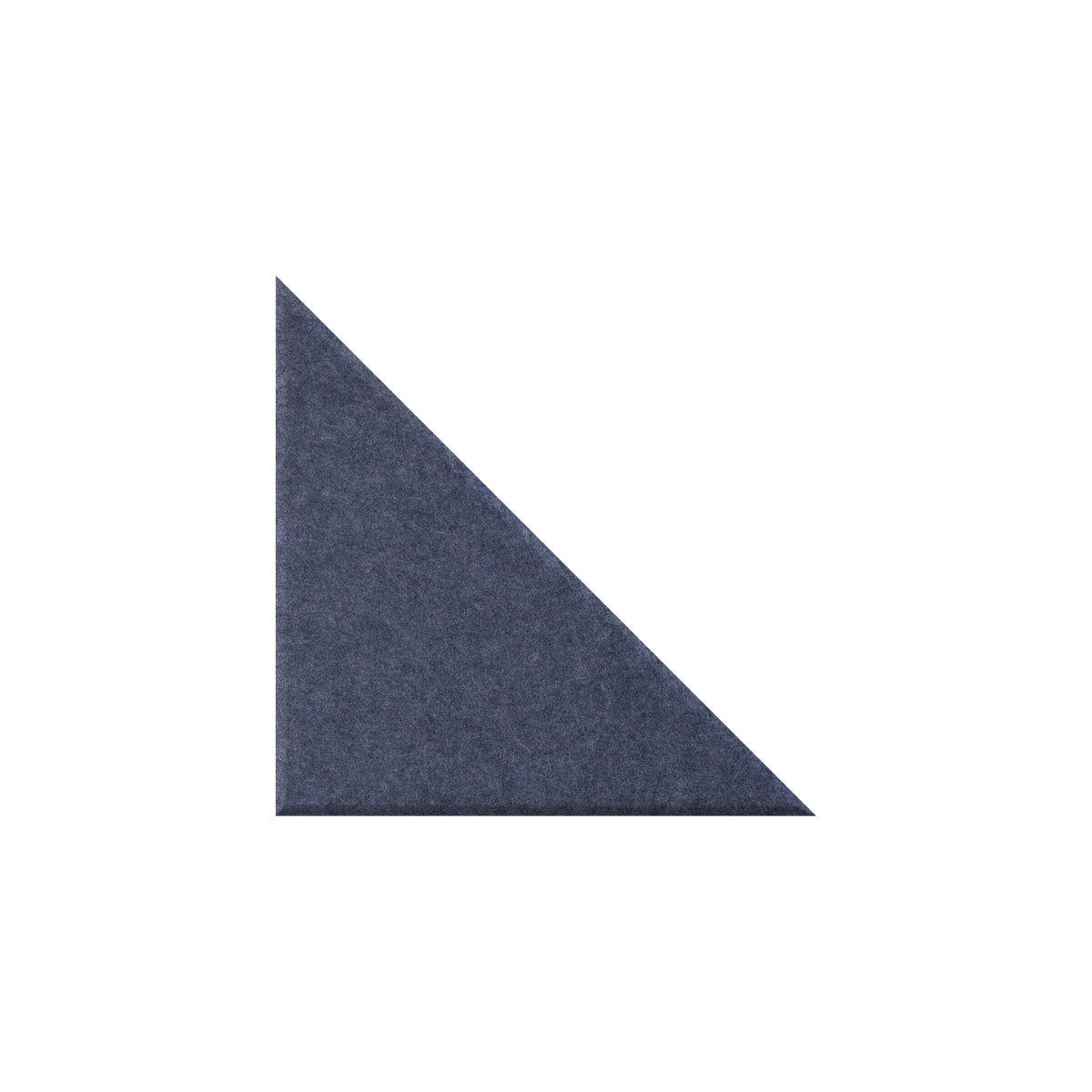 A dark navy blue triangular wedge with a textured, fabric-like surface, isolated on a solid white background.