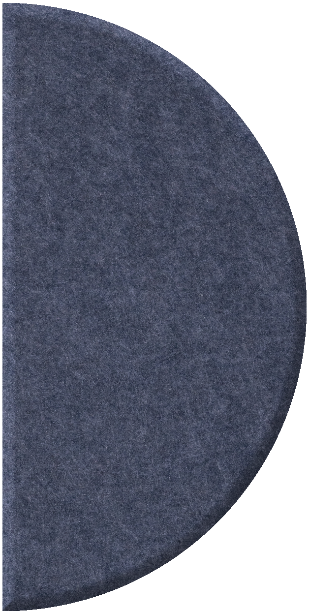 Dark blue-gray half circle tile with textured surface.
