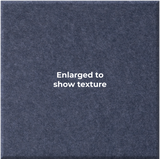 A square swatch of dark slate blue-gray textured material with the centered text 'Enlarged to show texture' in white, shown on a plain white background.