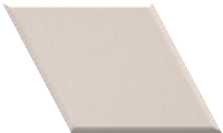 Cream-colored diamond-shaped tile with beveled edges angled against white background.