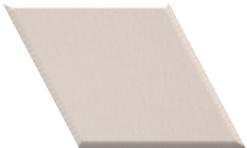 Cream-colored diamond-shaped tile with beveled edges angled against white background.