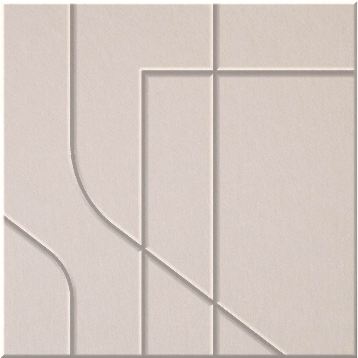 Ivory 9mm Engraved Subway felt sample with offset stepped line grooves