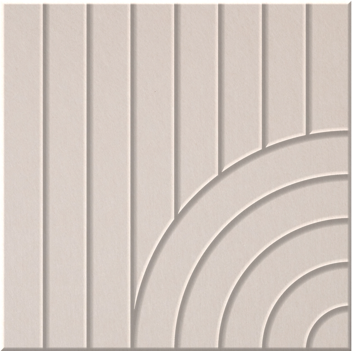 Ivory 9mm Engraved Tangent felt sample with concentric quarter circle grooves