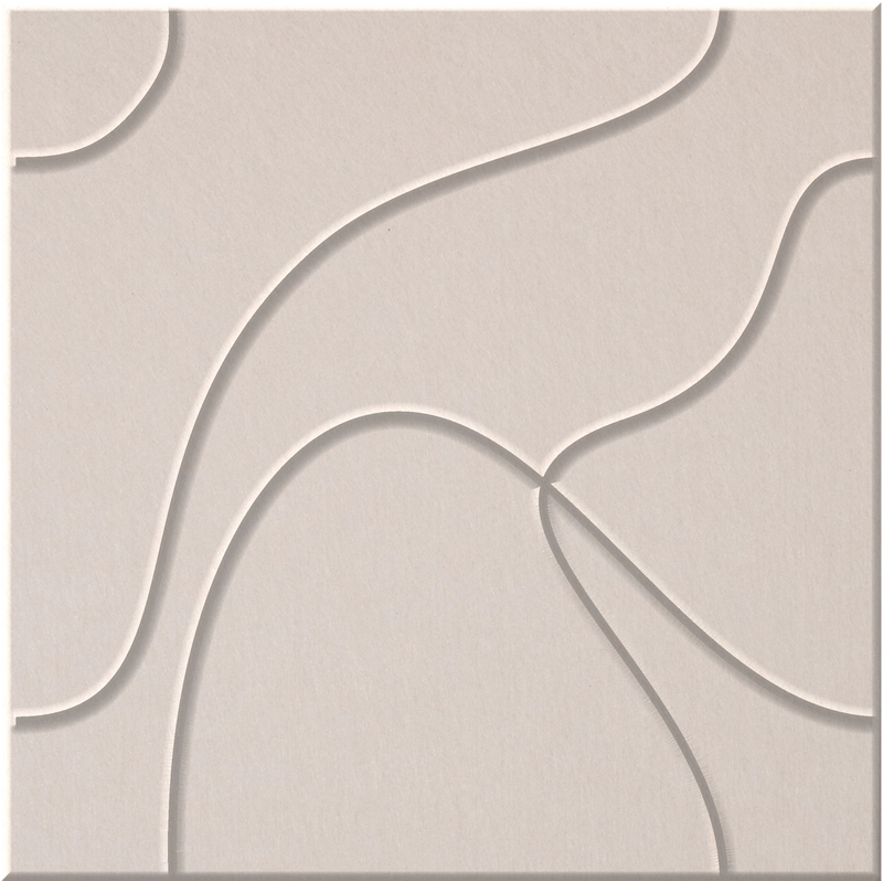 Ivory 9mm Engraved Topo felt sample with flowing topographic line grooves