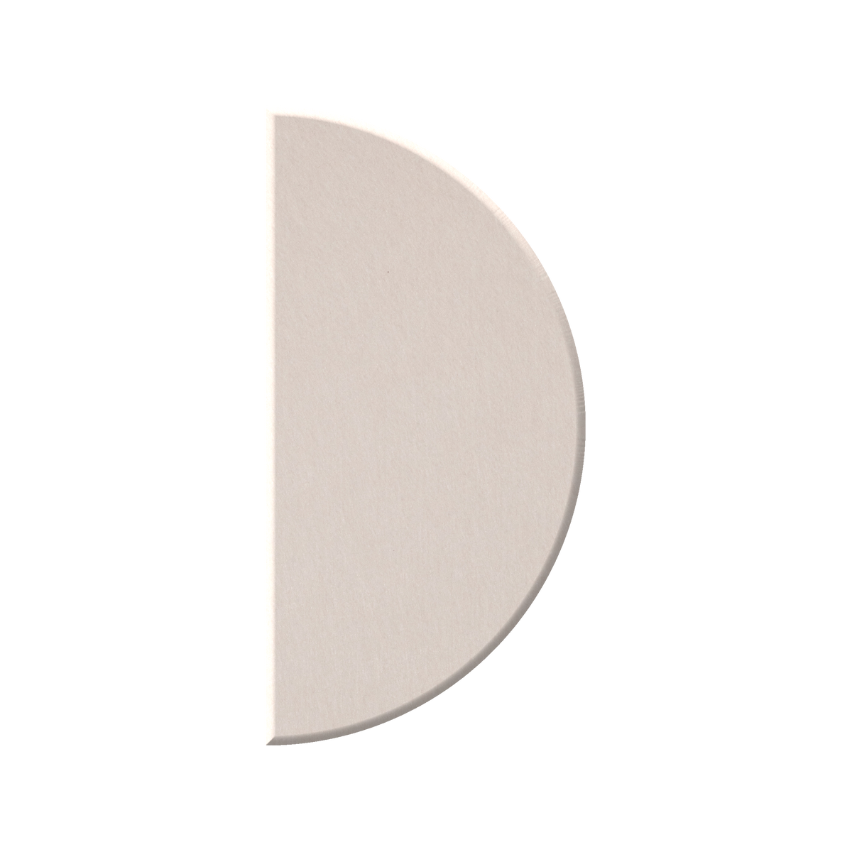 A minimalist, semi-circular or D-shaped wall art piece in a light beige or cream color, shown against a solid white background.