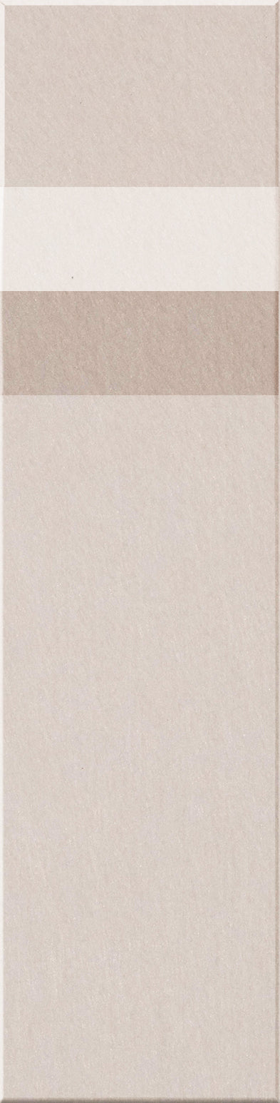 Four stacked rectangular tiles in alternating beige and taupe tones with textured surfaces.