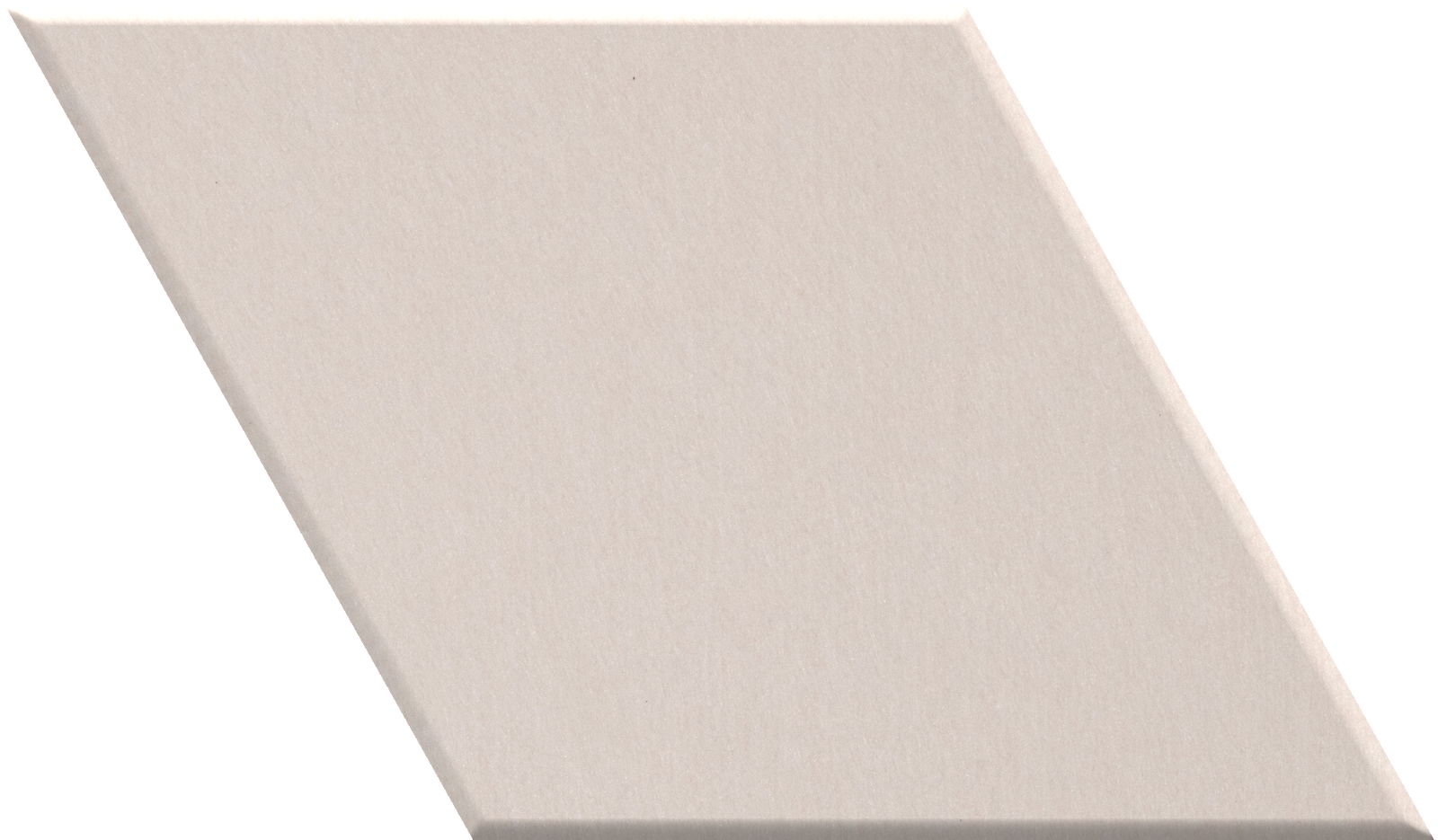Beige diamond-shaped tile with matte finish displayed at an angle.