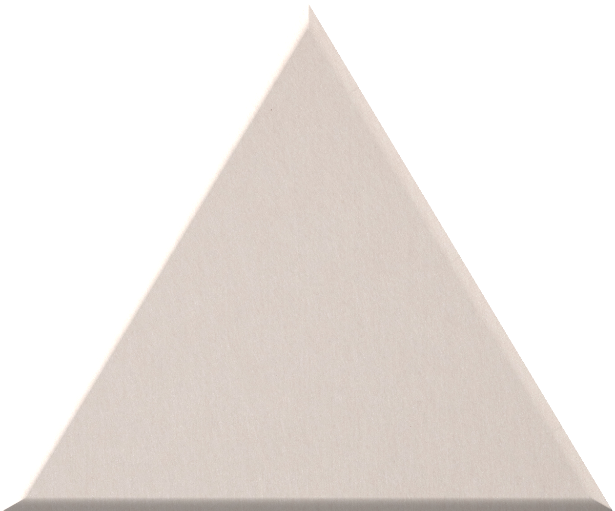 Beige triangular tile with a smooth, matte finish and three-dimensional depth.
