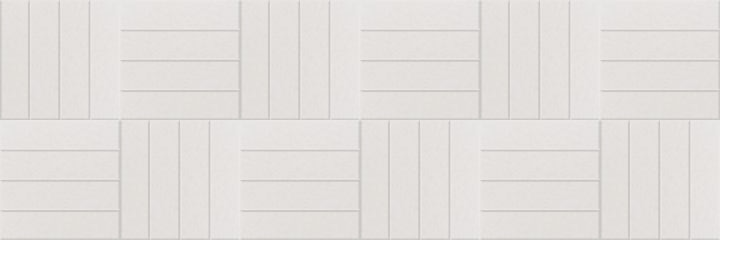 Beige woven rug with geometric linear pattern in varying widths and directions.
