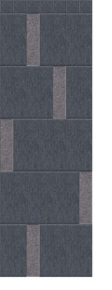 Dark gray and taupe tiles arranged in a staggered brick pattern with vertical accent stripes.
