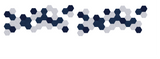 Repeating pattern of dark navy and light gray hexagons arranged in two horizontal rows.