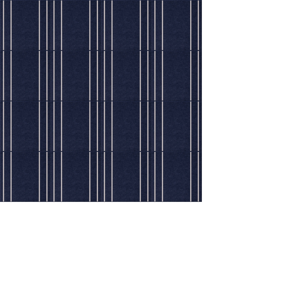 Dark blue wall paneling with white vertical pinstripes arranged in repeating columns.