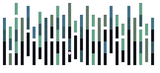 Stacked bar chart with black, blue, teal, and green segments displaying data across multiple categories.