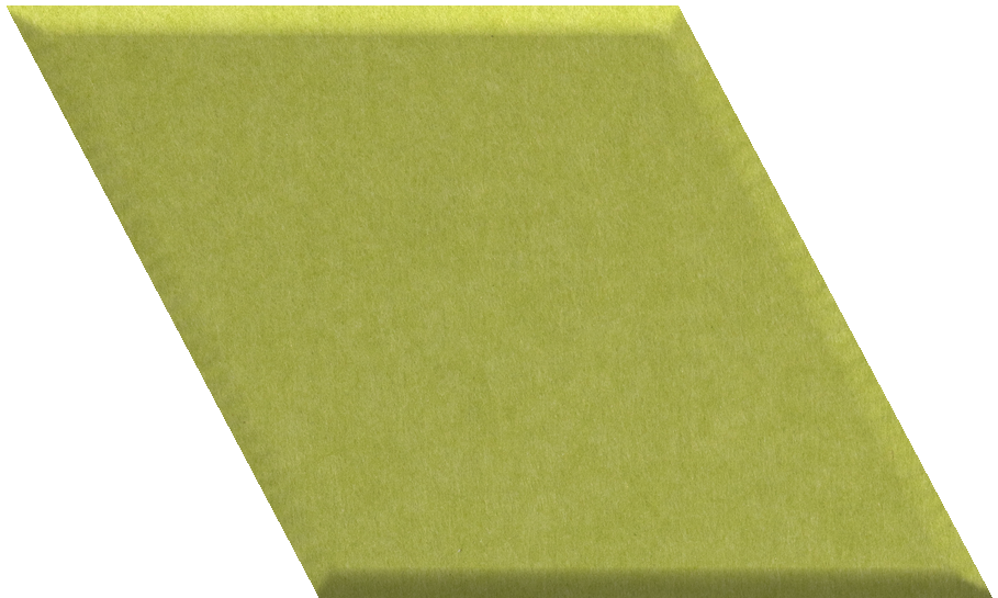 Yellow-green diamond-shaped tile with matte finish and beveled edges.
