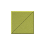 A square sheet of textured olive green paper with a diagonal seam from corner to corner, centered on a plain white background.