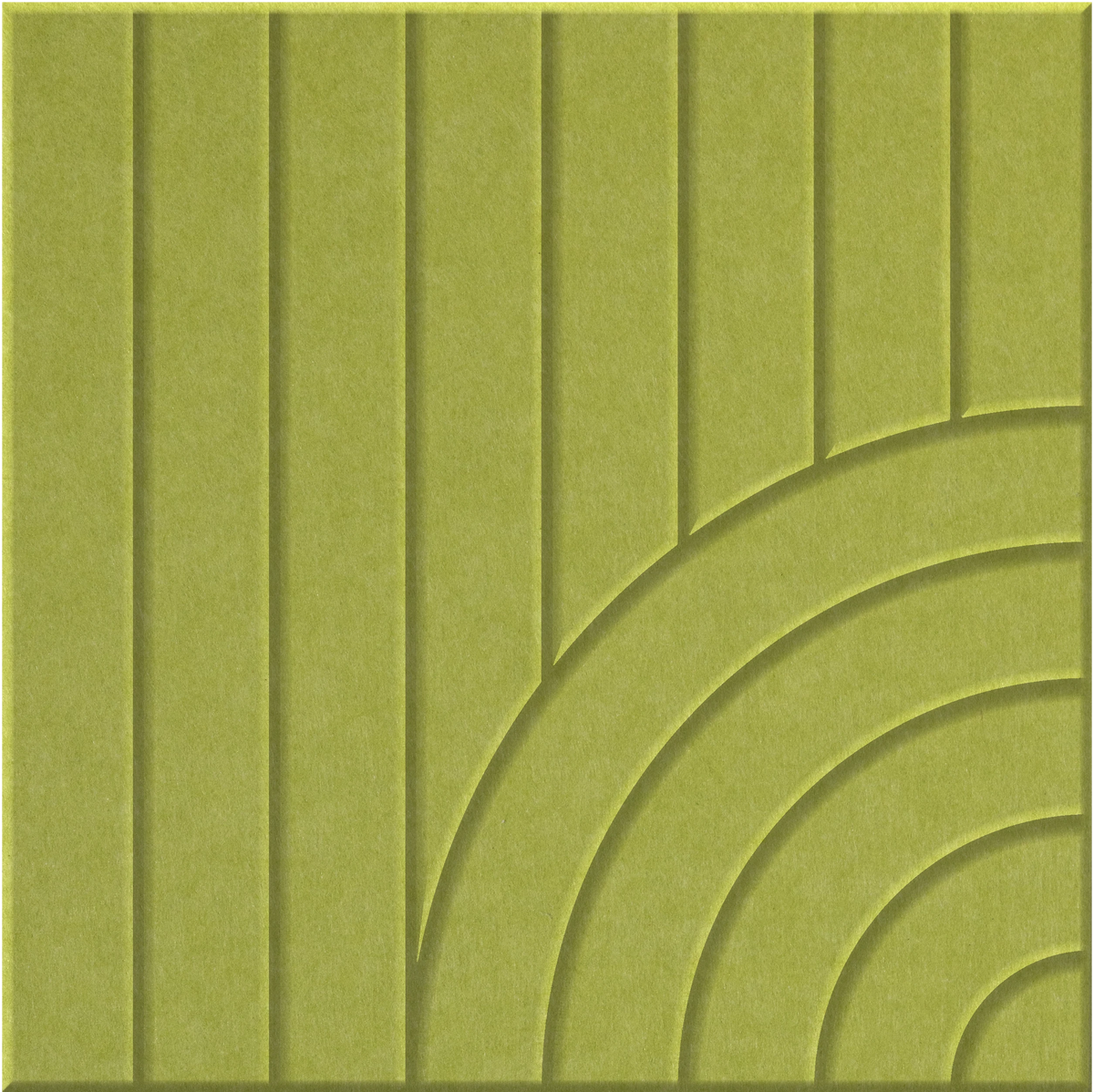 Kiwi 9mm Engraved Tangent felt sample with concentric quarter circle grooves