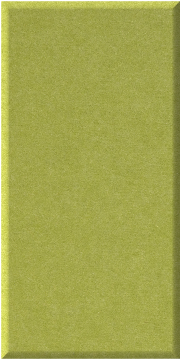 Chartreuse-green tile with raised edge detail and matte textured surface.