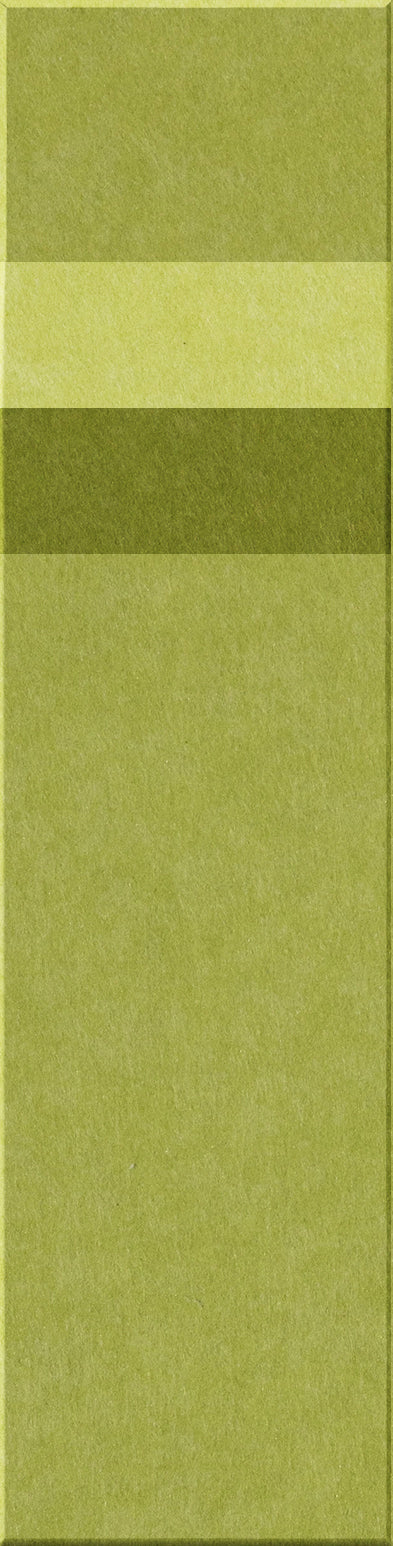 Four rectangular tiles in varying shades of green and yellow-green with textured surfaces arranged vertically.