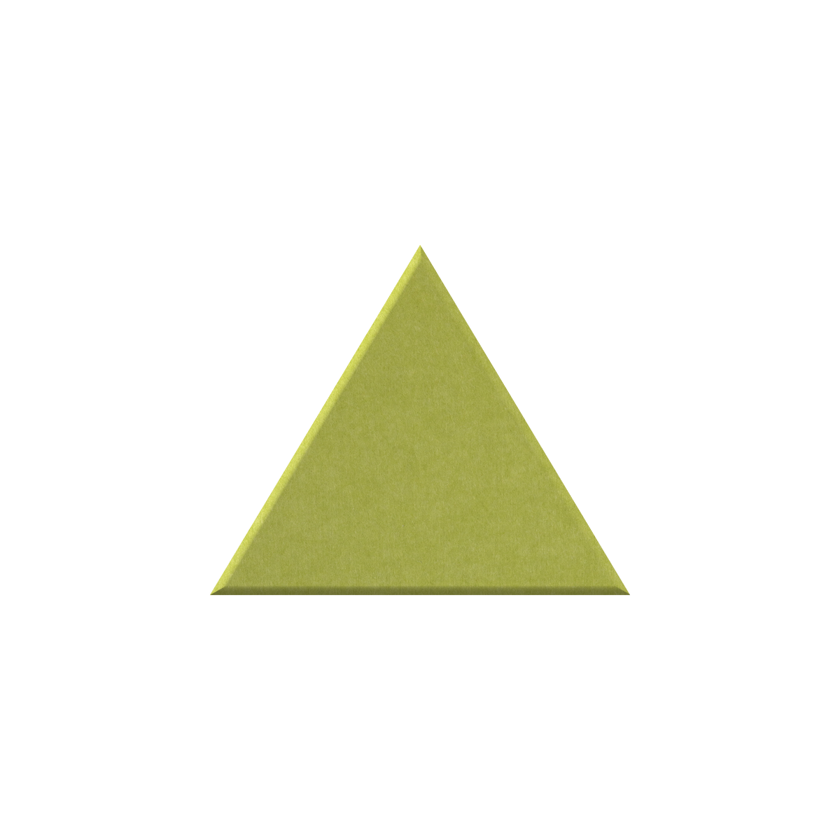 A single flat triangular color sample in a muted yellow-green tone on a plain white background.