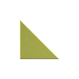 A light olive green triangular wedge, resembling a folded paper airplane or folded cardstock, shown on a solid white background.
