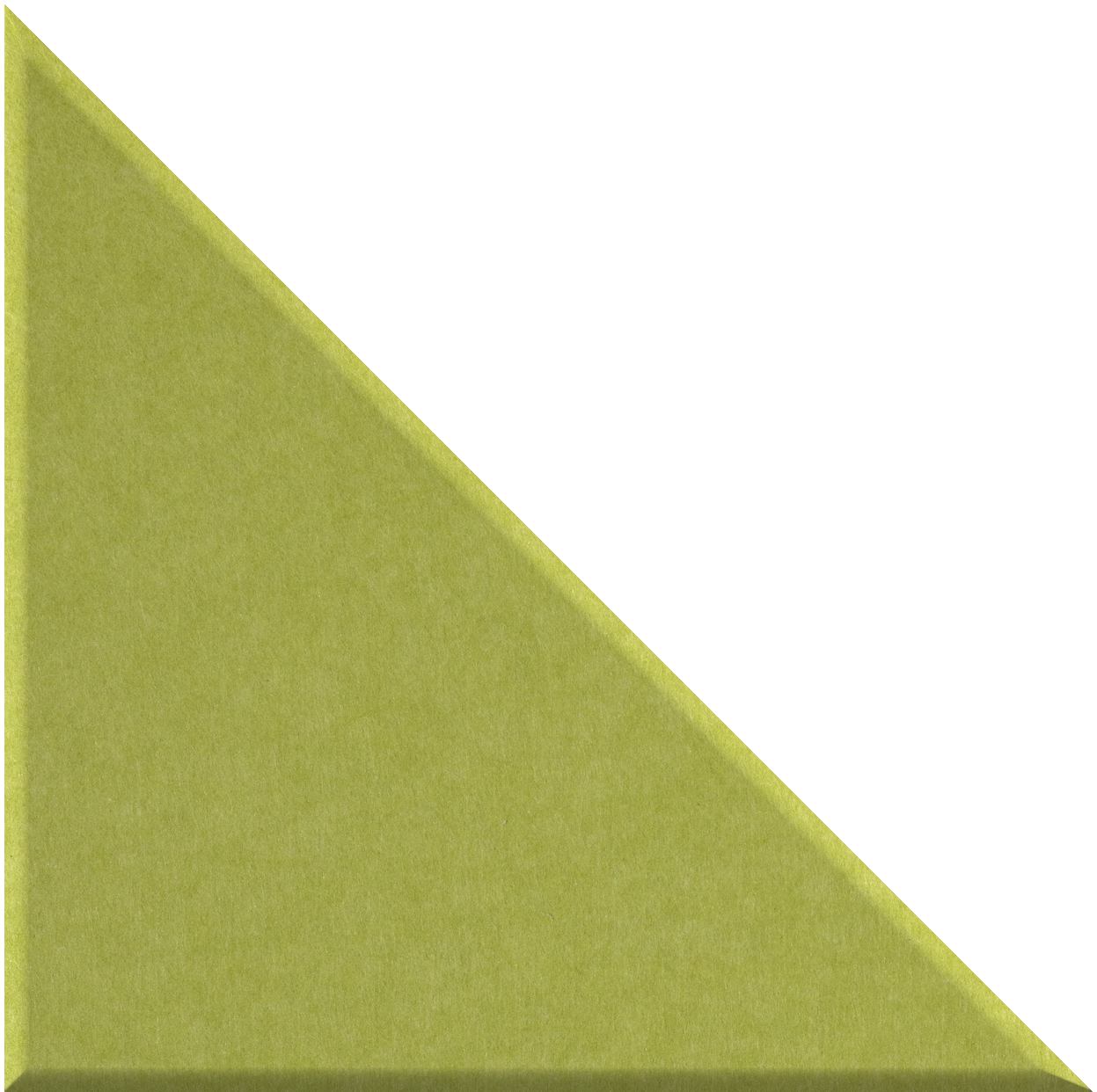 Right triangle tile with chartreuse-green matte finish and right angle at bottom left corner.