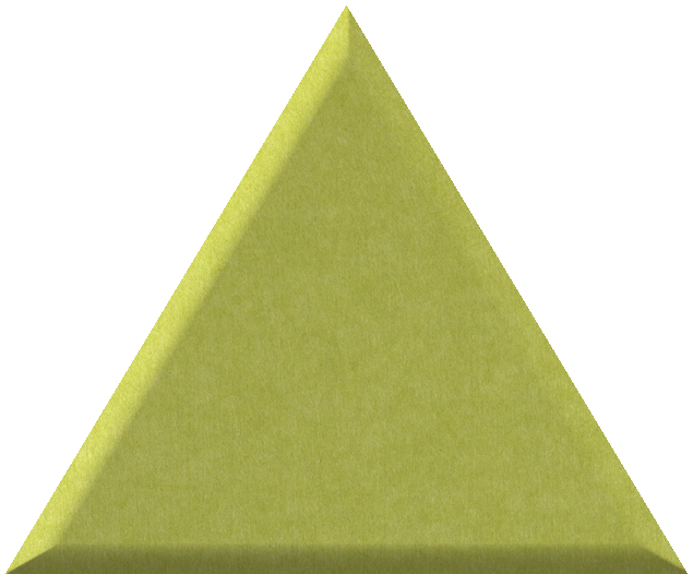 Lime green triangular tile with a matte textured surface and dimensional shading.