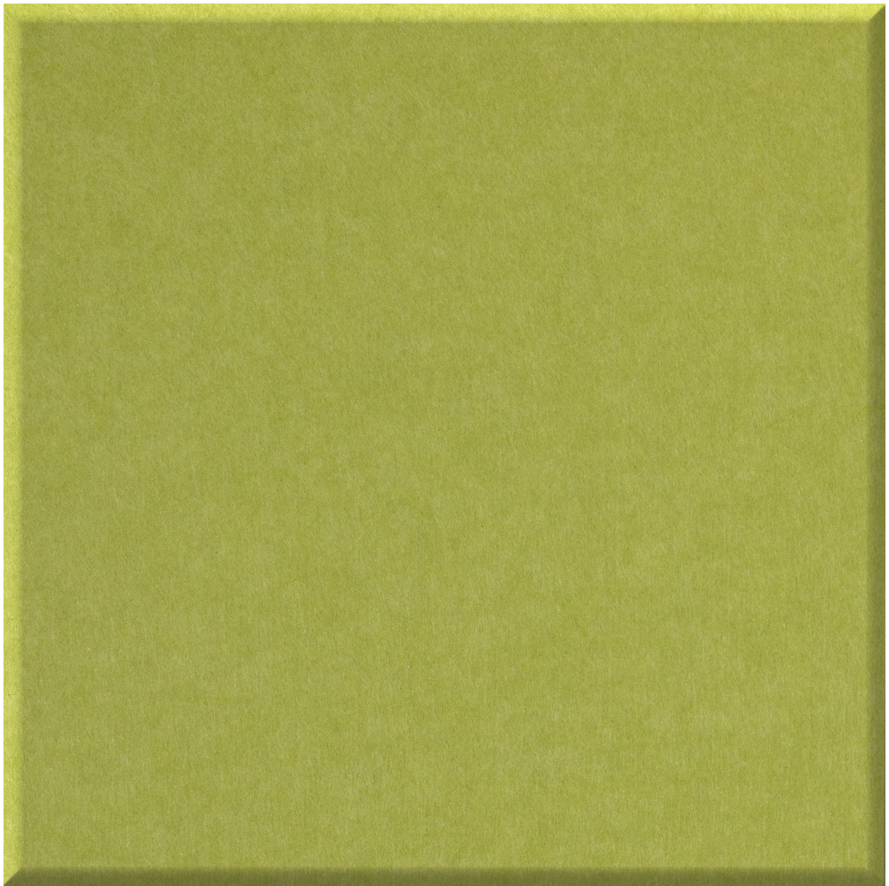 Solid olive-green square tile with matte finish and raised beveled edges.