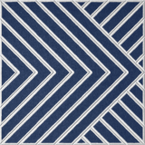 Blue acoustic felt wall tile with a bold geometric chevron pattern