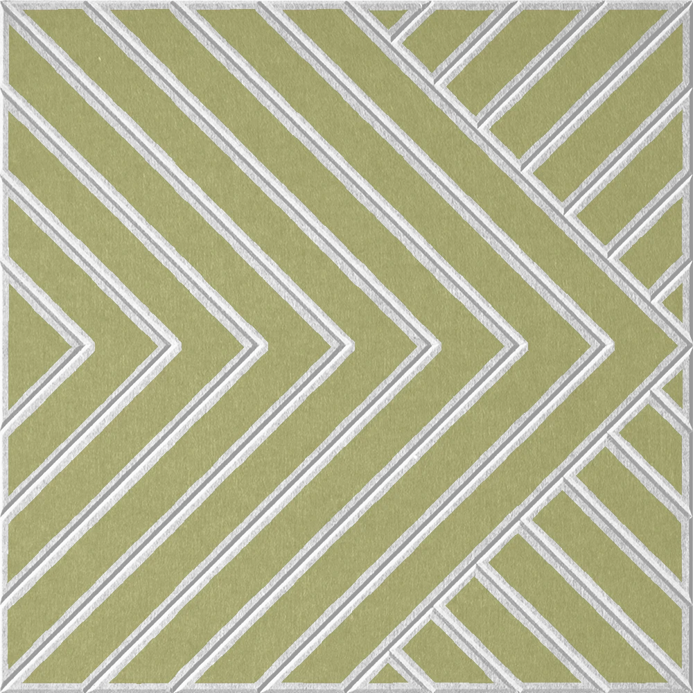 Light green acoustic felt tile featuring layered diagonal lines and chevron shapes