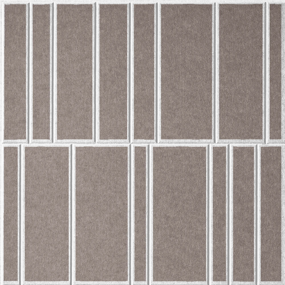 Ash 18mm Layered Engraved Offset felt sample with white staggered vertical grooves