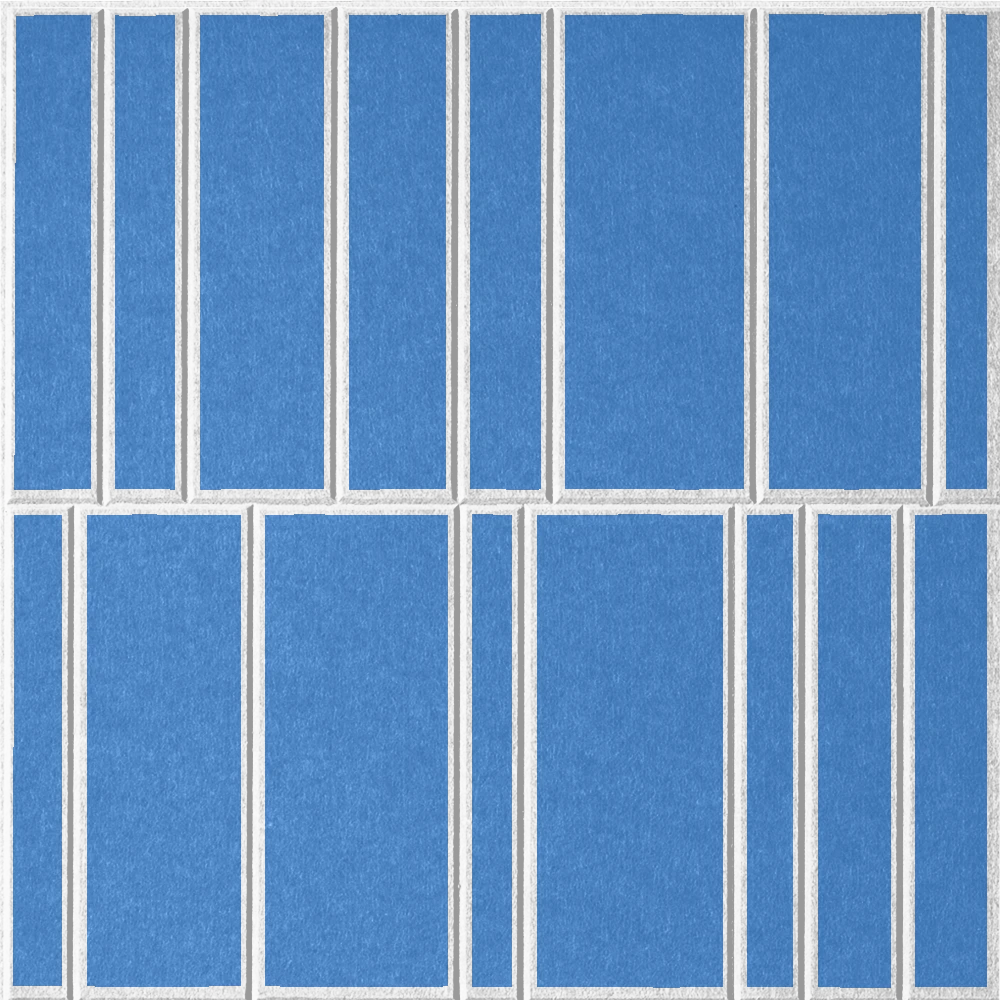 Cayman 18mm Layered Engraved Offset felt sample with white staggered vertical grooves