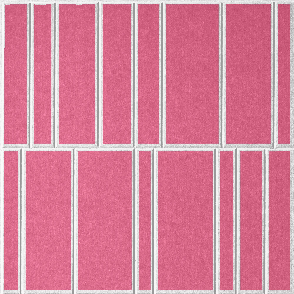 Hot Pink 18mm Layered Engraved Offset felt sample with white staggered vertical grooves