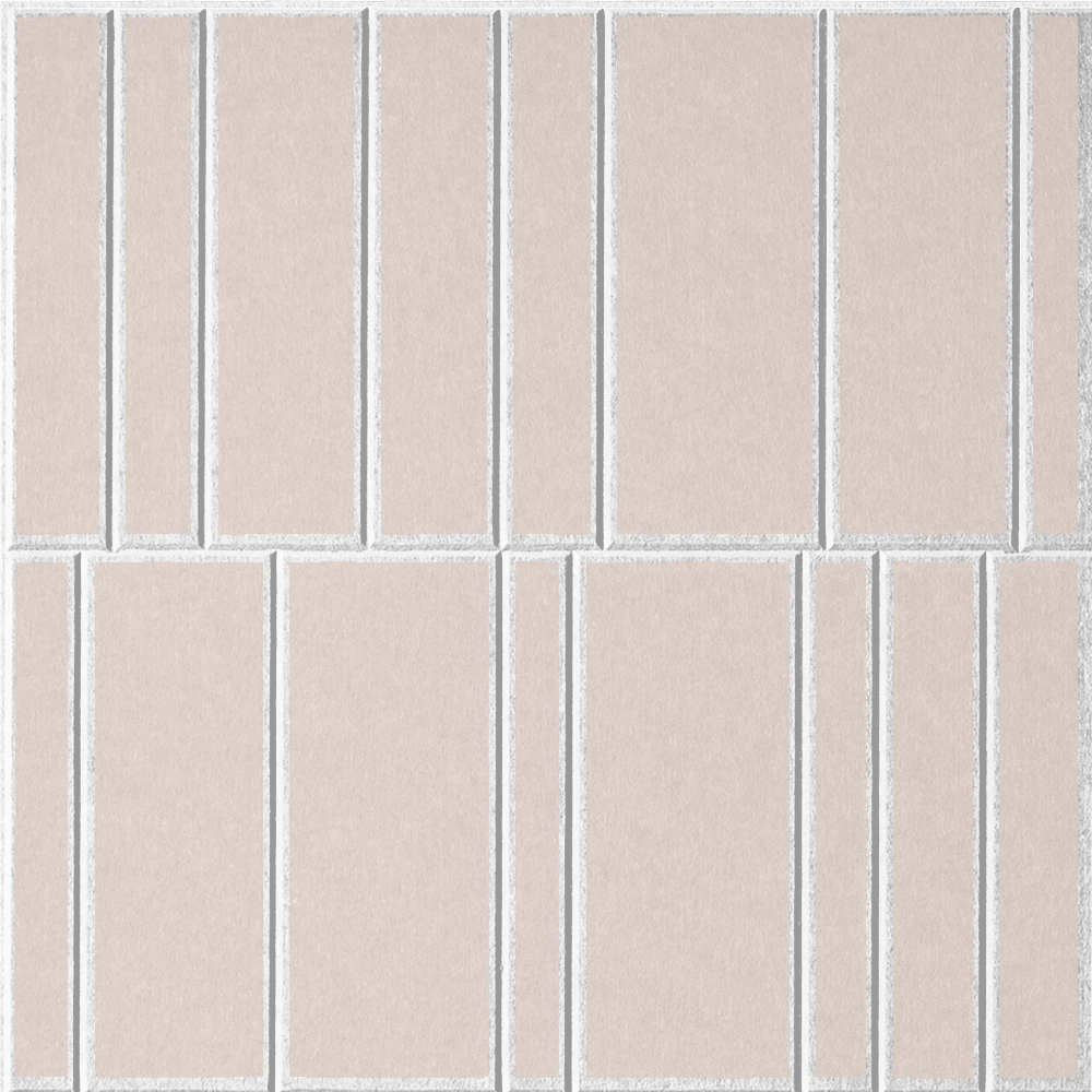 Ivory 18mm Layered Engraved Offset felt sample with white staggered vertical grooves