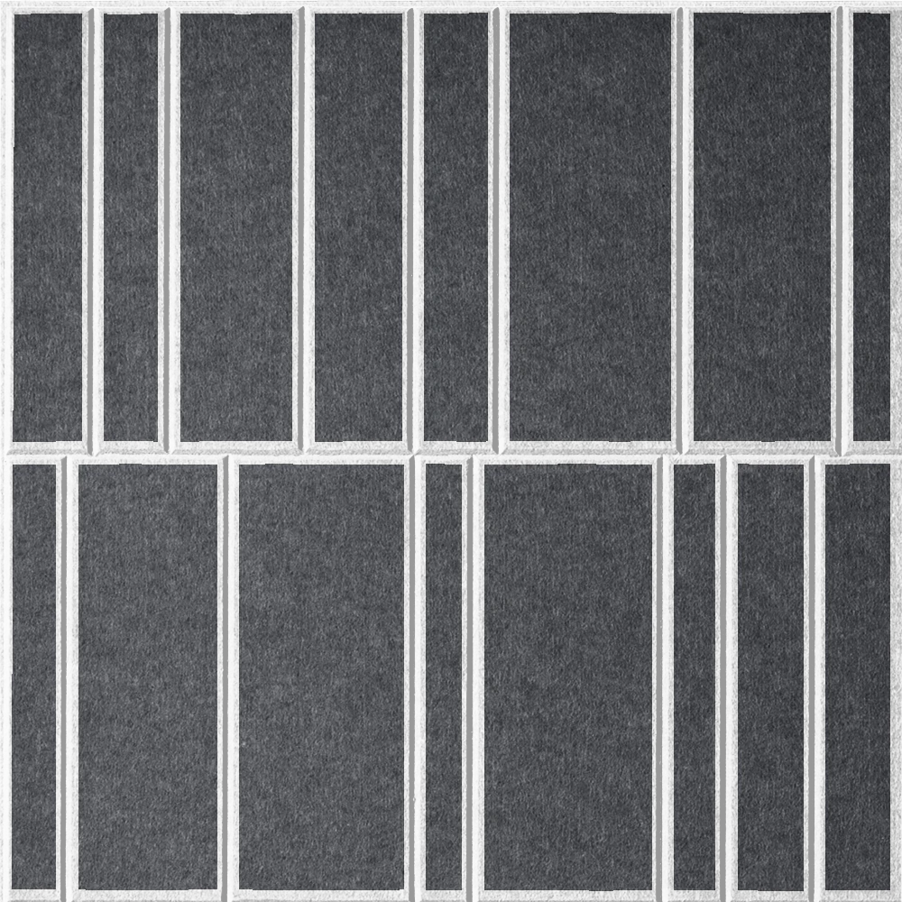 Mineral 18mm Layered Engraved Offset felt sample with white staggered vertical grooves