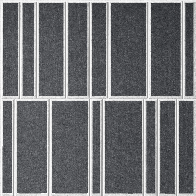 Mineral 18mm Layered Engraved Offset felt sample with white staggered vertical grooves