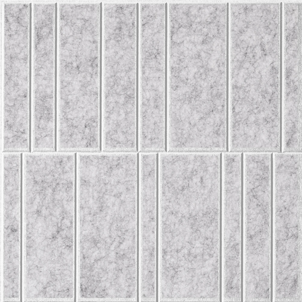 Nickel 18mm Layered Engraved Offset felt sample with white staggered vertical grooves