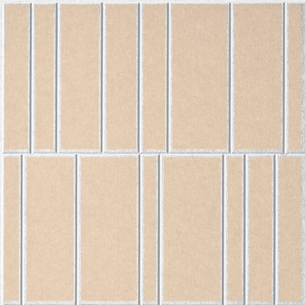 Porcelain 18mm Layered Engraved Offset felt sample with white staggered vertical grooves