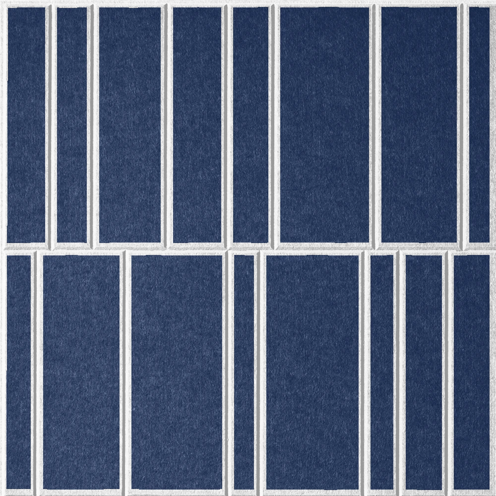 Admiral 18mm Layered Engraved Offset felt sample with white staggered vertical grooves